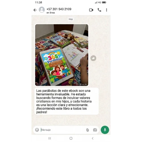 Testimonio de WhatsApp: madre recomienda 365 Parábolas para inculcar valores cristianos